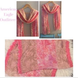 American Eagle Outfitters Pink and Cream Scarf